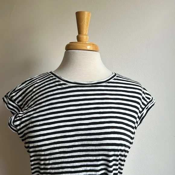 J Crew Short-sleeve striped tie-waist T-shirt dress Black and white size Small - Picture 5 of 8